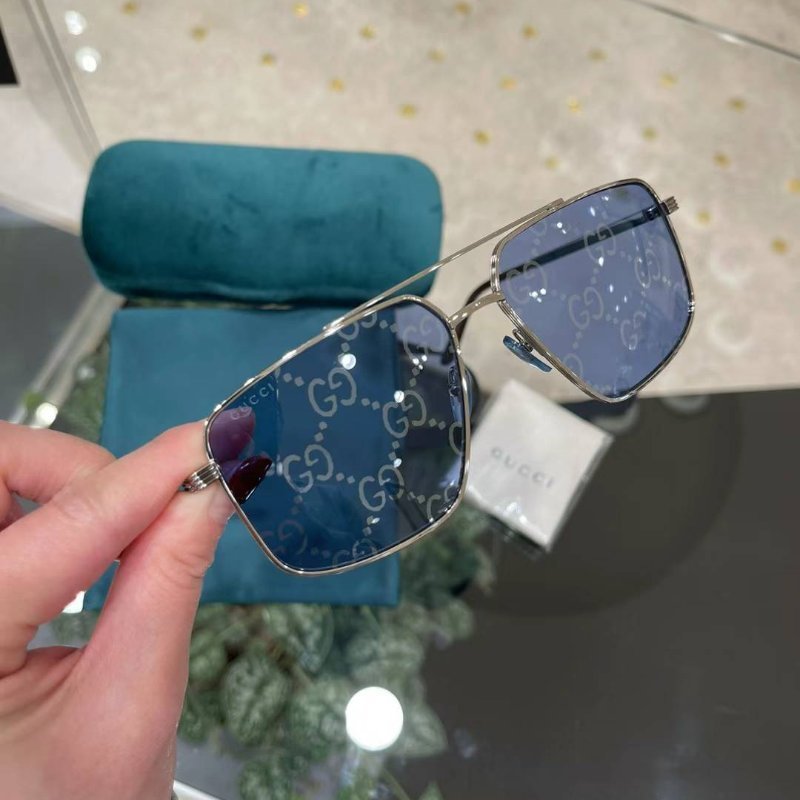 Gucci 滿LOGO 男款太陽眼鏡 全新全配-1
