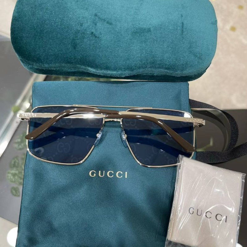 Gucci 滿LOGO 男款太陽眼鏡 全新全配-3