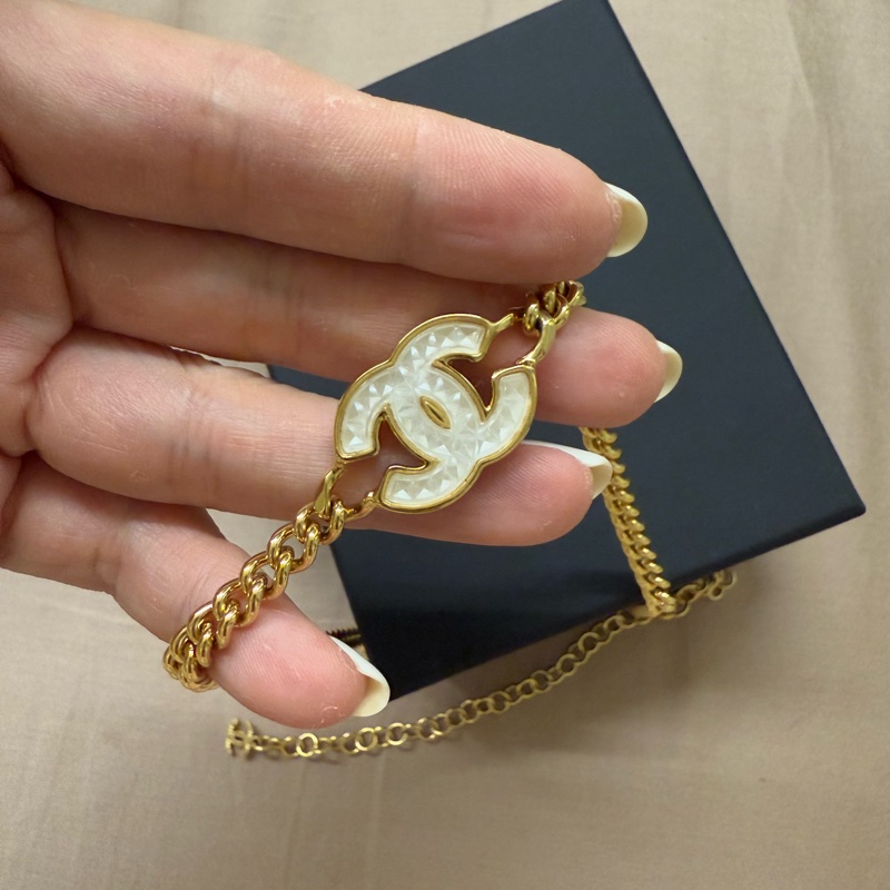 Chanel香奈兒24A高級手工坊系列半透冰糖琉璃金雙C項鍊choker-1