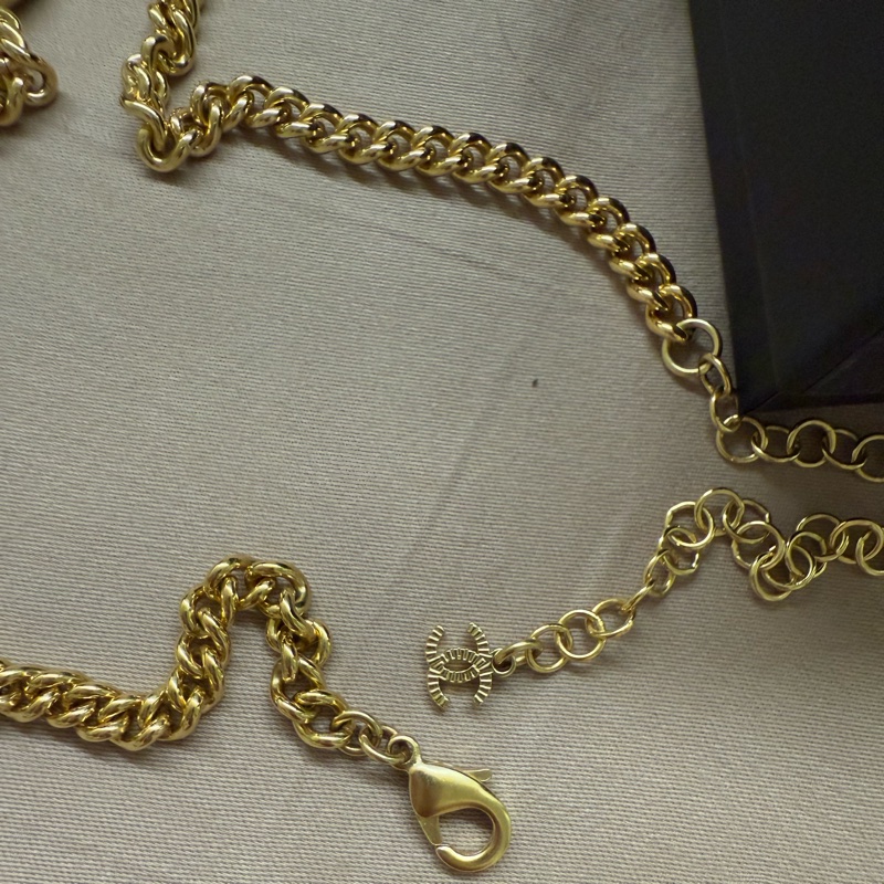 Chanel香奈兒24A高級手工坊系列半透冰糖琉璃金雙C項鍊choker-3