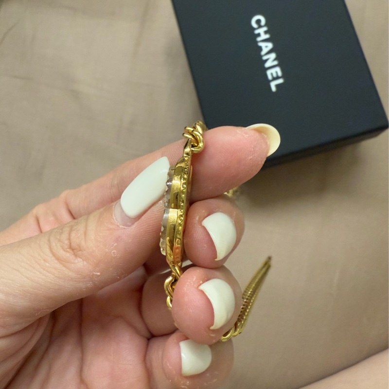Chanel香奈兒24A高級手工坊系列半透冰糖琉璃金雙C項鍊choker-5