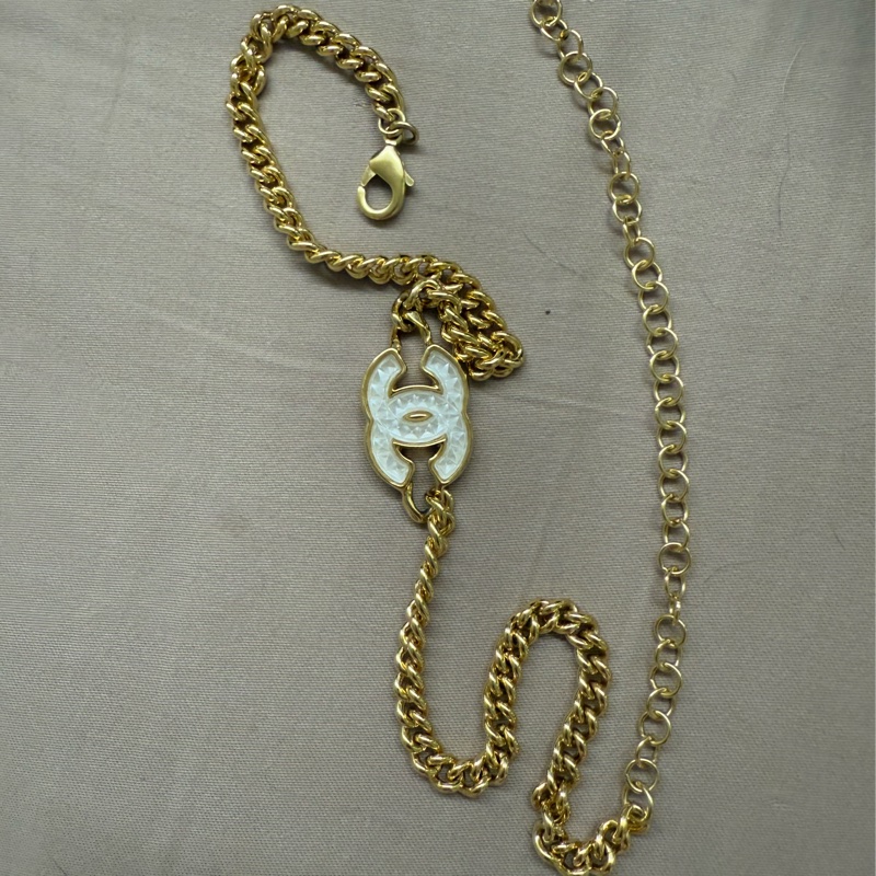 Chanel香奈兒24A高級手工坊系列半透冰糖琉璃金雙C項鍊choker-6