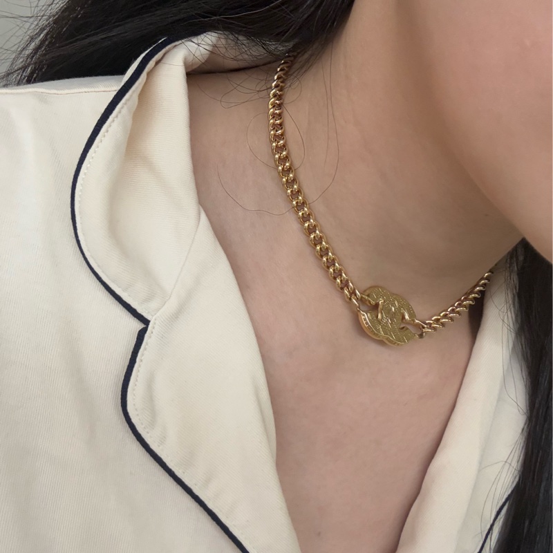 Chanel香奈兒24A高級手工坊系列半透冰糖琉璃金雙C項鍊choker-8