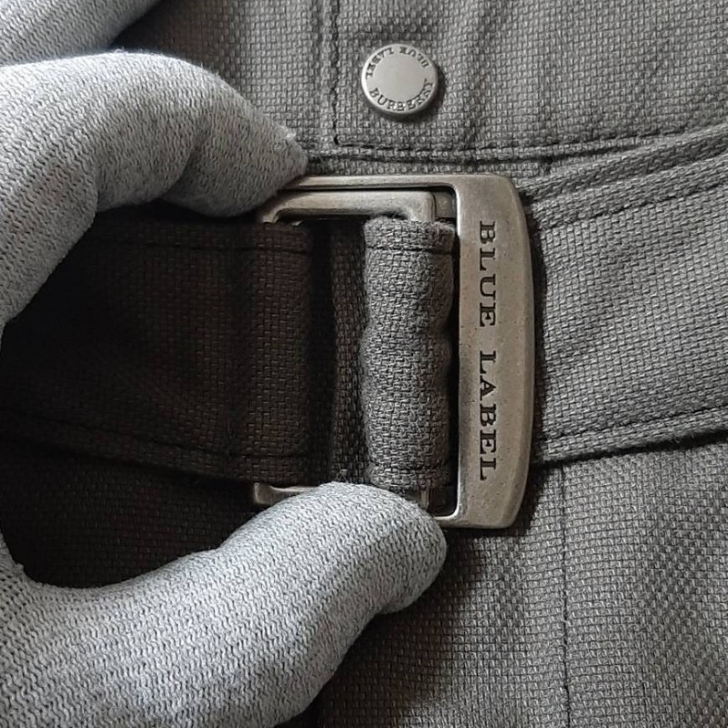 (日本製MIJ)全新正品BURBERRY博柏利 BLUE LABEL藍標 戰馬 女卡其綠及膝裙38號-3