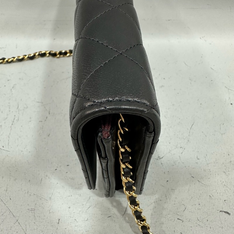 Chanel ap0250 黑羊皮金鏈斜背包woc-5
