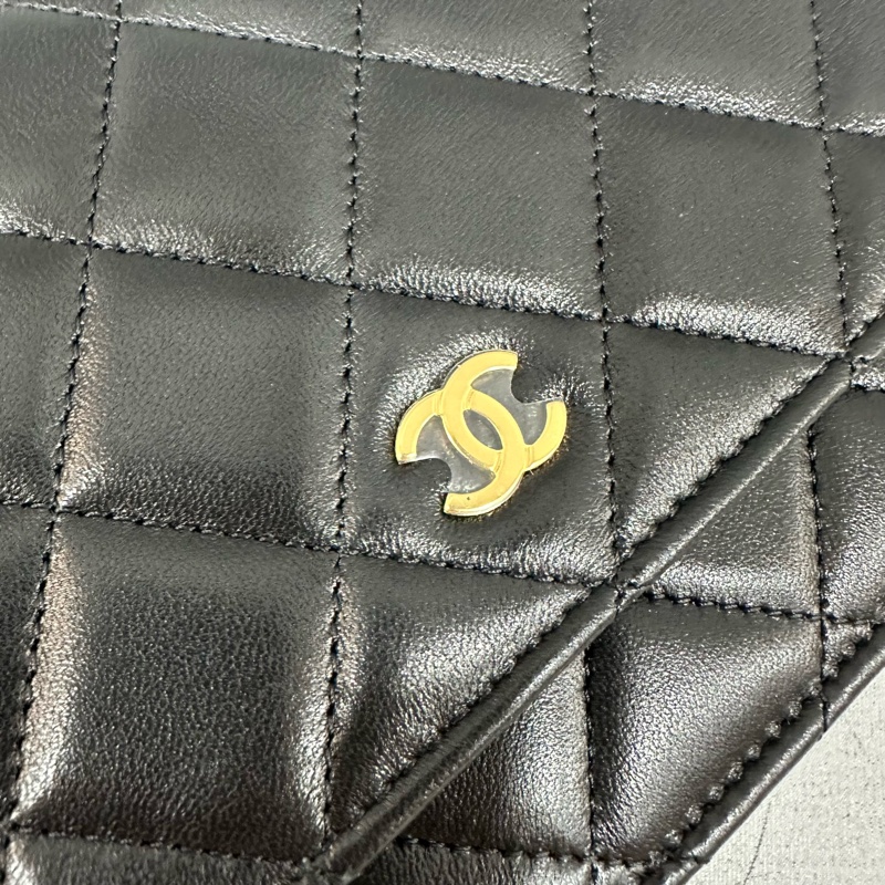 Chanel ap0250 黑羊皮金鏈斜背包woc-8