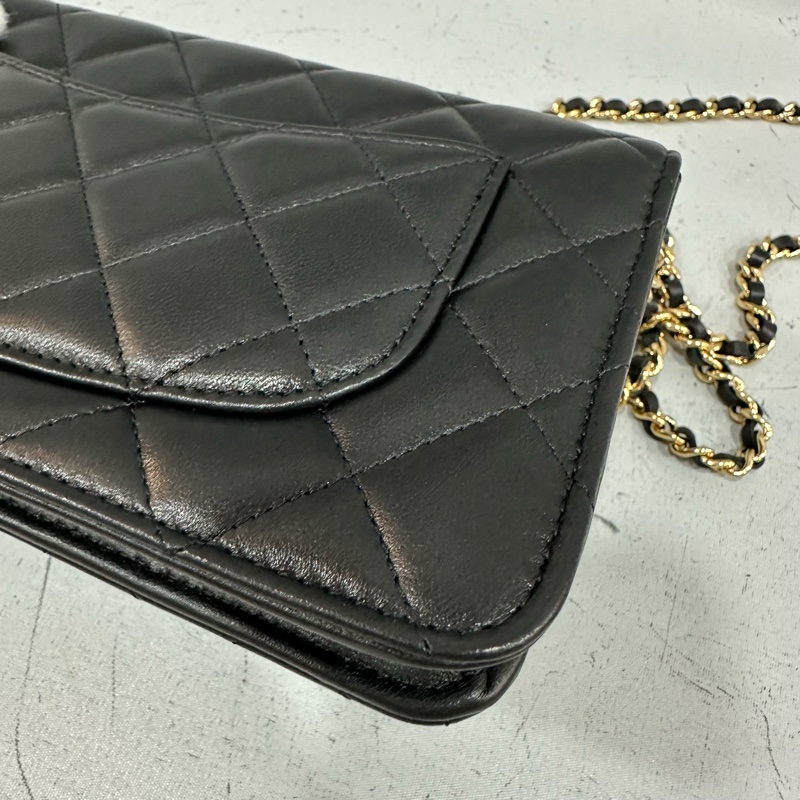 Chanel ap0250 黑羊皮金鏈斜背包woc-13