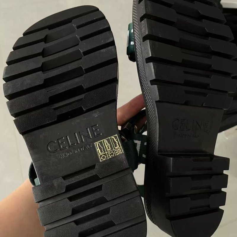 Celine 綠色字母魔術貼厚底涼鞋 全新 僅有閒置痕跡 36號 配件鞋盒 塵袋-4