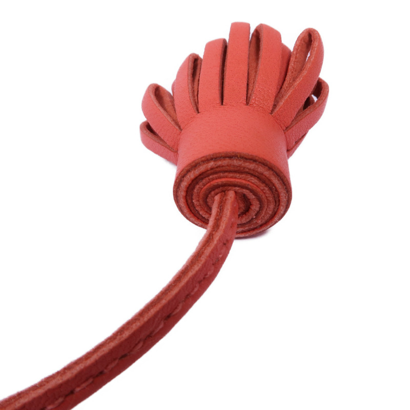 HERMES Vache Liegee皮革Charm銀扣掛飾-6