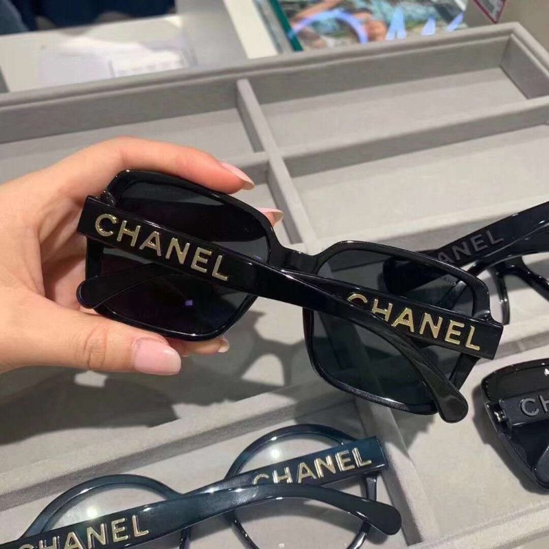 Chanel🖤5408 爆款金字方框墨鏡 全新全配-4