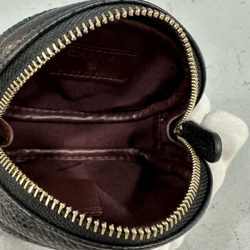 Chanel A68995 coco黑荔枝皮金釦零錢包-8