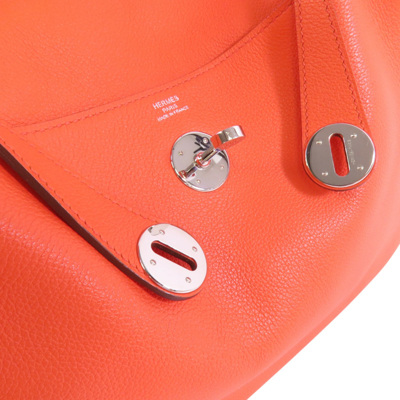 HERMES Evercolor皮革Lindy 26銀扣肩背袋-8