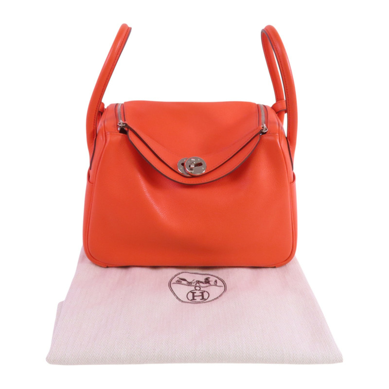 HERMES Evercolor皮革Lindy 26銀扣肩背袋-9