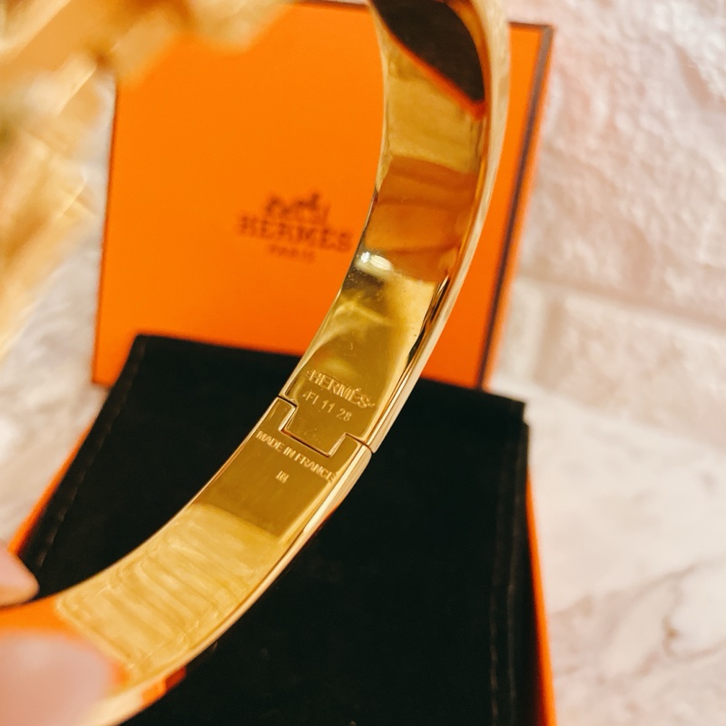 激甜熱銷款黑金配色✨愛馬仕 Hermès Clic H 珐琅手環 黑x金-7