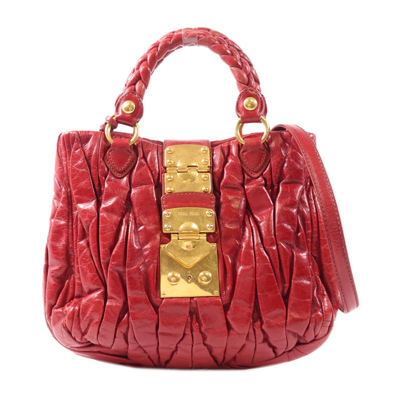 Miu Miu 牛皮皮革Shoulder Bag金扣手挽肩背兩用袋-0