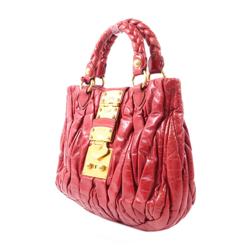 Miu Miu 牛皮皮革Shoulder Bag金扣手挽肩背兩用袋-2
