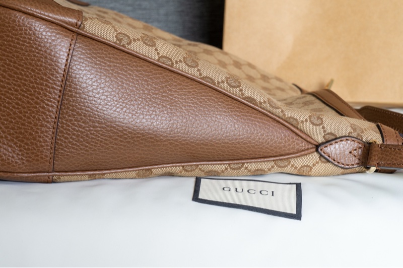 全新古馳經典雙G緹花皮飾邊單柄肩背包 附購買憑證-2