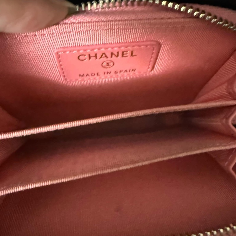 CHANEL 香奈兒經典荔枝皮拉鍊零錢包|珊瑚粉-13