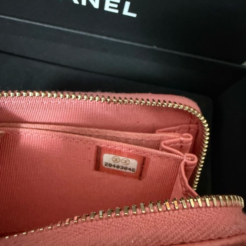 CHANEL 香奈兒經典荔枝皮拉鍊零錢包|珊瑚粉-16