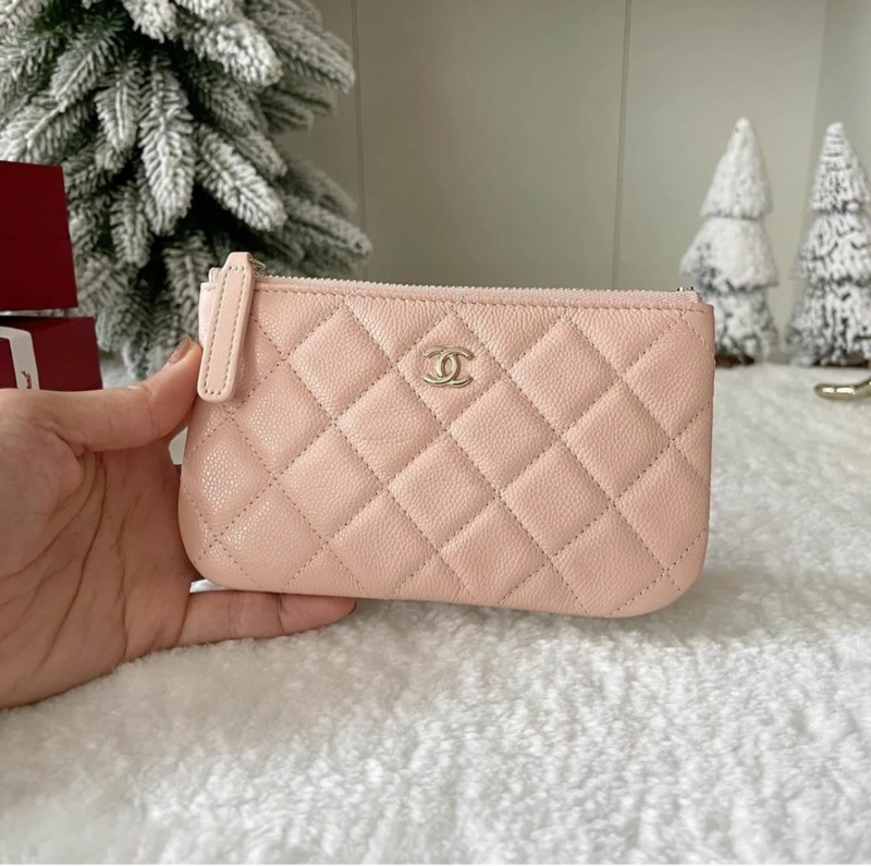 Chanel 香奈兒櫻花粉一字零錢包 全新-0