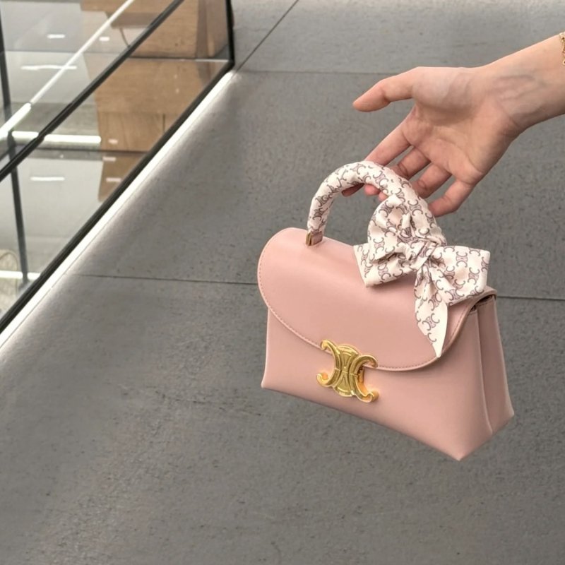 🎁夏季折扣🎁Celine 118113 Teen Nino 光滑緞面小牛皮包 桃粉色-2