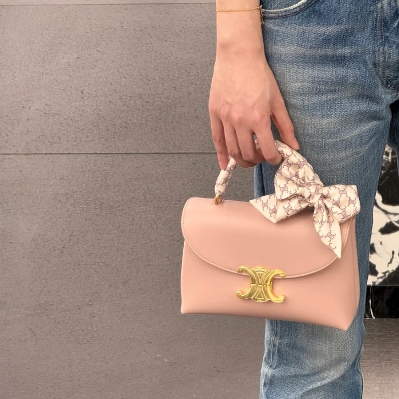 🎁夏季折扣🎁Celine 118113 Teen Nino 光滑緞面小牛皮包 桃粉色-3