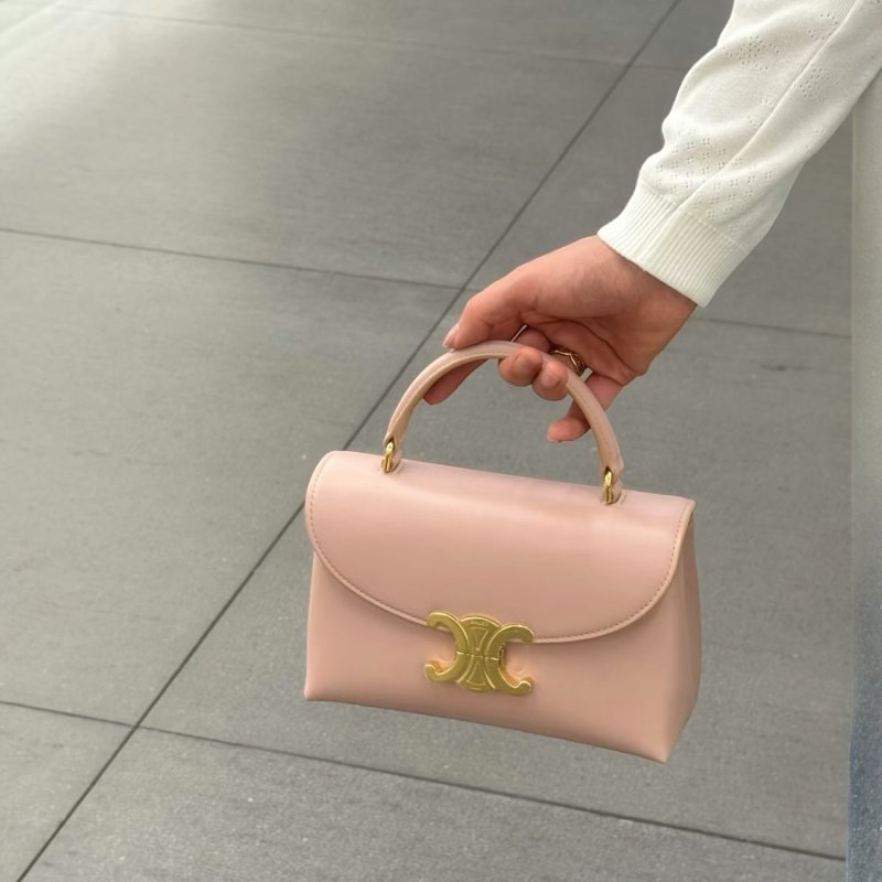 🎁夏季折扣🎁Celine 118113 Teen Nino 光滑緞面小牛皮包 桃粉色-6