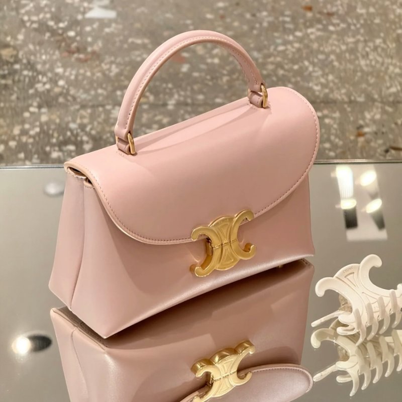 🎁夏季折扣🎁Celine 118113 Teen Nino 光滑緞面小牛皮包 桃粉色-11