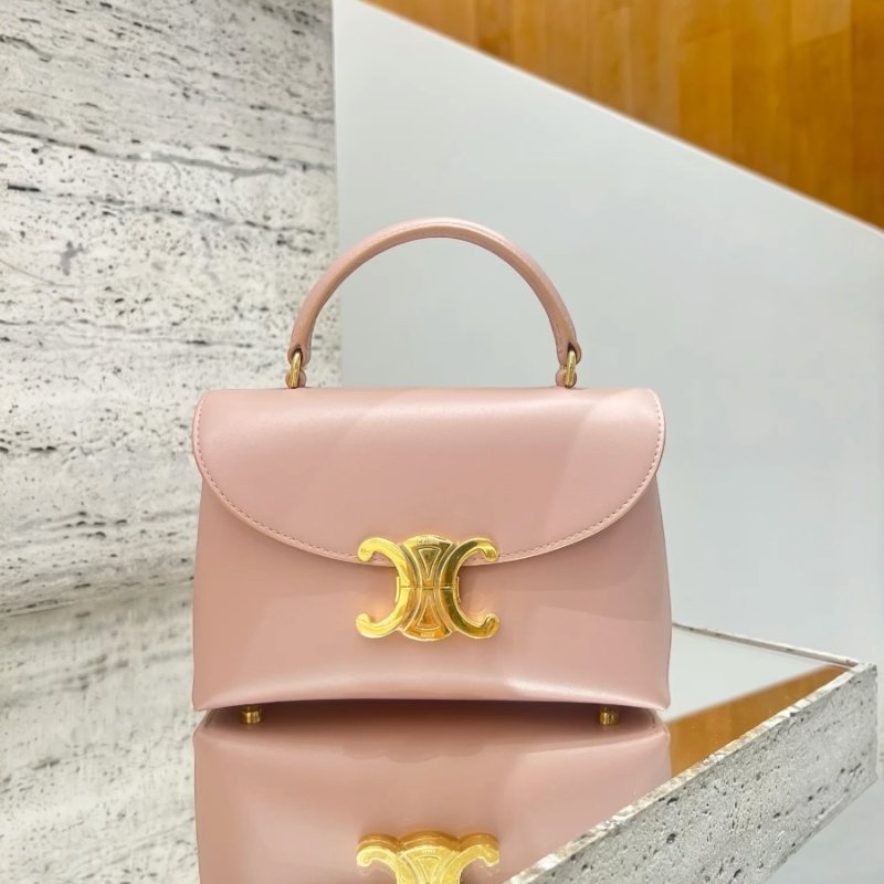 🎁夏季折扣🎁Celine 118113 Teen Nino 光滑緞面小牛皮包 桃粉色-12