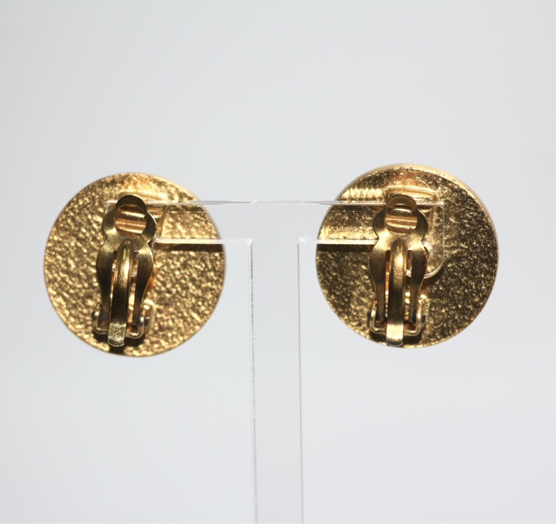 Chanel Vintage 01P金屬橙色圓形cc耳環-2