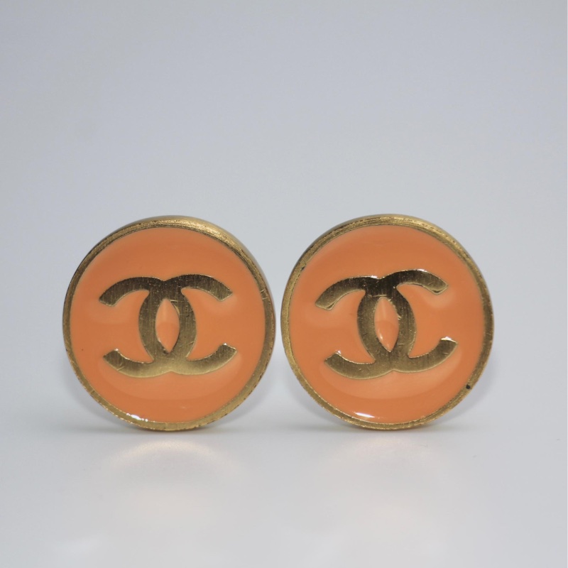 Chanel Vintage 01P金屬橙色圓形cc耳環-5