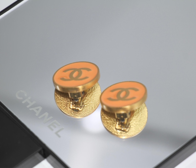 Chanel Vintage 01P金屬橙色圓形cc耳環-9