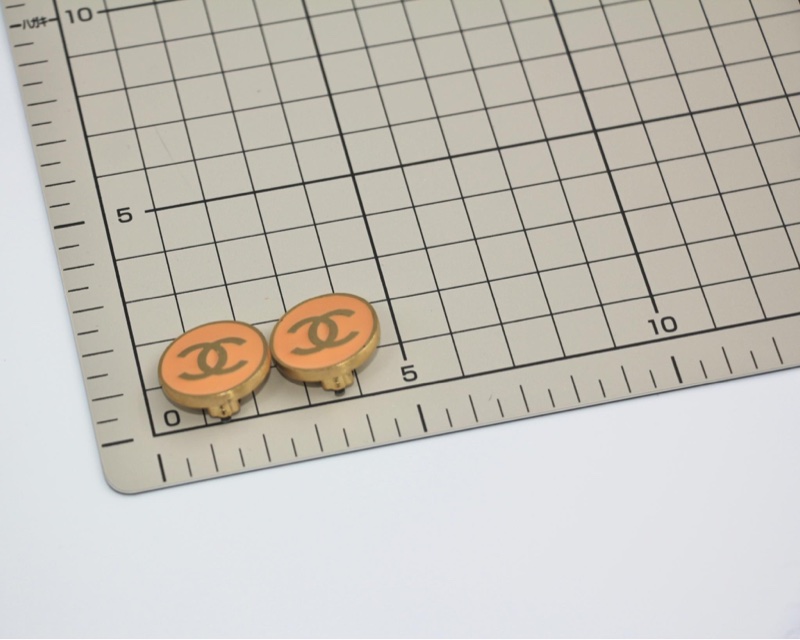 Chanel Vintage 01P金屬橙色圓形cc耳環-11