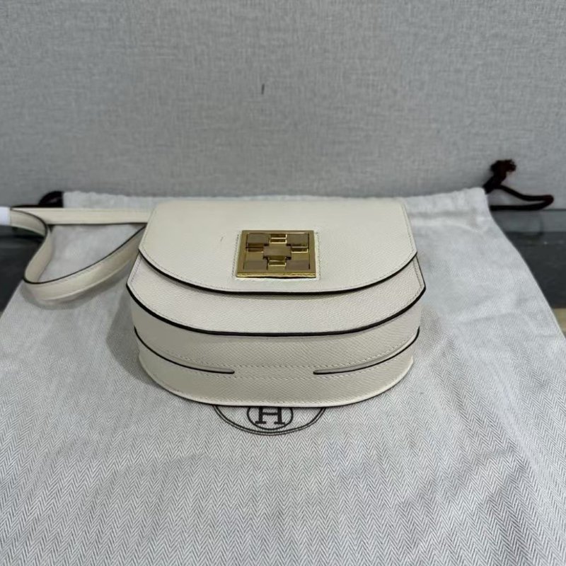 HERMES 奶油白金扣mosaique馬賽克mini斜背包 17*16*5 98新 配件塵袋盒子-2