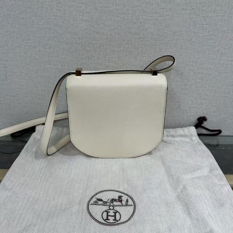 HERMES 奶油白金扣mosaique馬賽克mini斜背包 17*16*5 98新 配件塵袋盒子-4