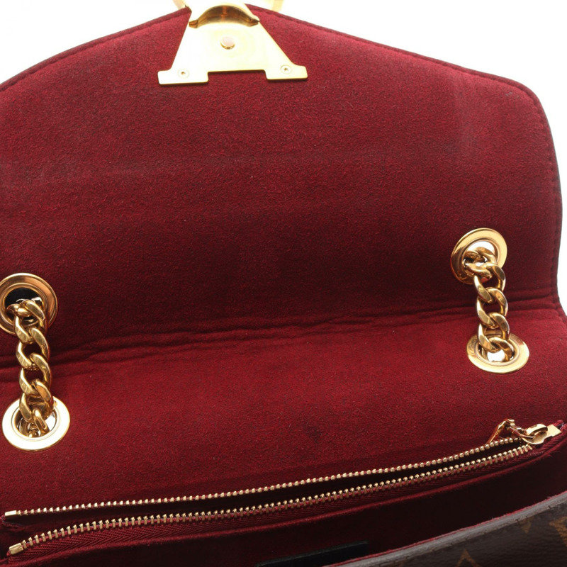 LOUIS VUITTON Passy 鏈條單肩包 M45592 Monogram 帆布 棕色 黑色 二手-5