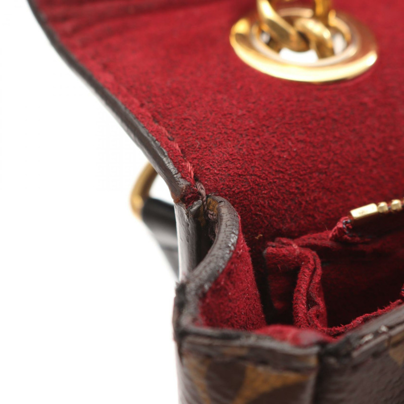 LOUIS VUITTON Passy 鏈條單肩包 M45592 Monogram 帆布 棕色 黑色 二手-10