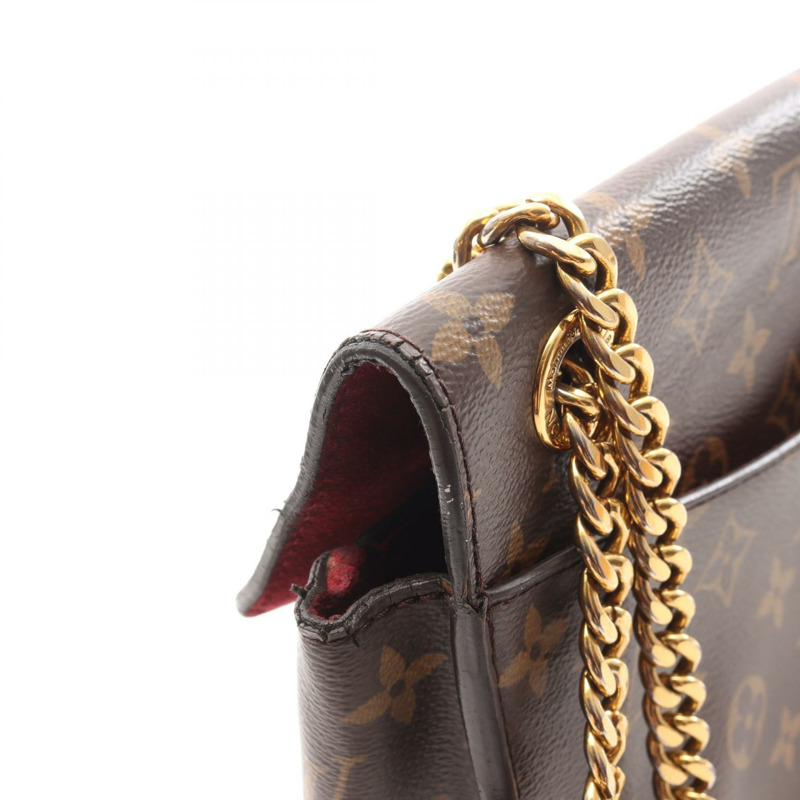 LOUIS VUITTON Passy 鏈條單肩包 M45592 Monogram 帆布 棕色 黑色 二手-12