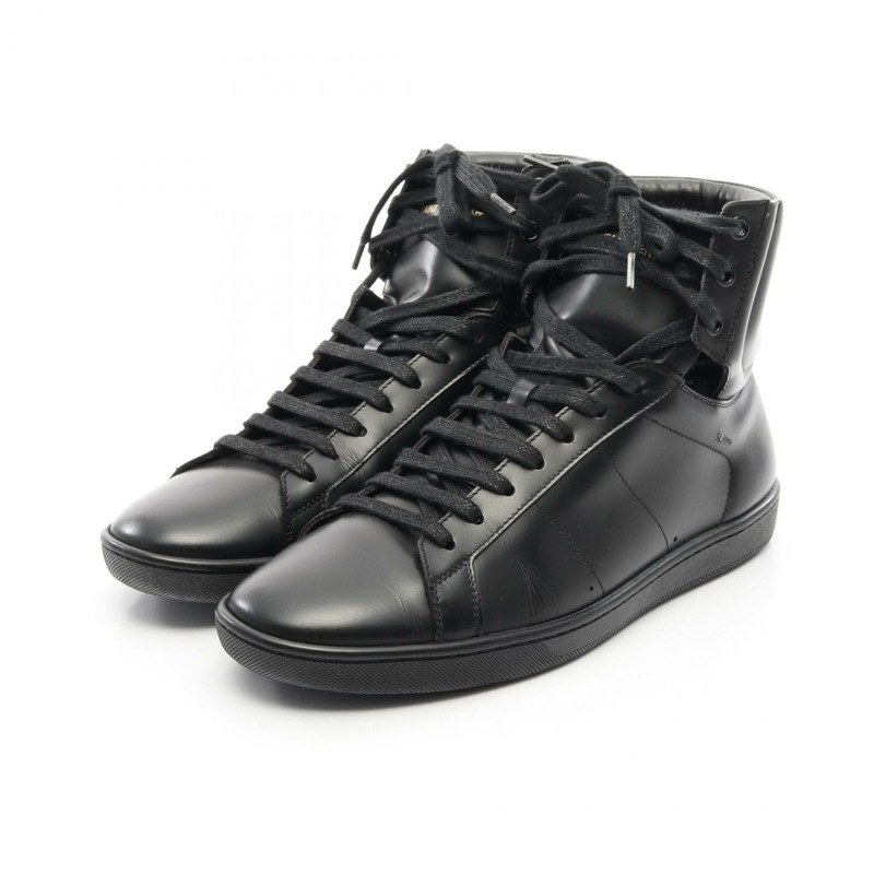 SAINT LAURENT PARIS 運動鞋 417850 皮革 黑色 二手 男款-0