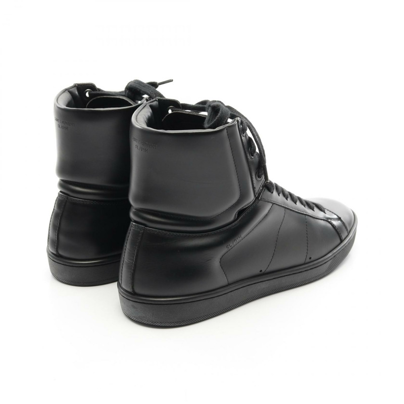 SAINT LAURENT PARIS 運動鞋 417850 皮革 黑色 二手 男款-1