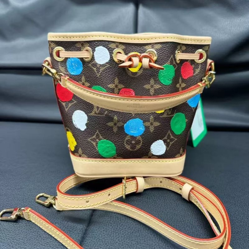 Louis Vuitton 草間彌生波點 nano noe 小水桶包 配件購證 防塵袋 盒子-4