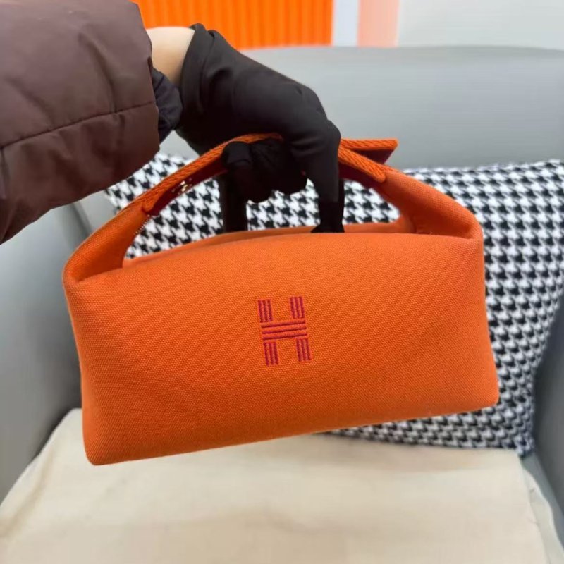 Hermes 手拿飯盒包 橙色 幾乎全新-0