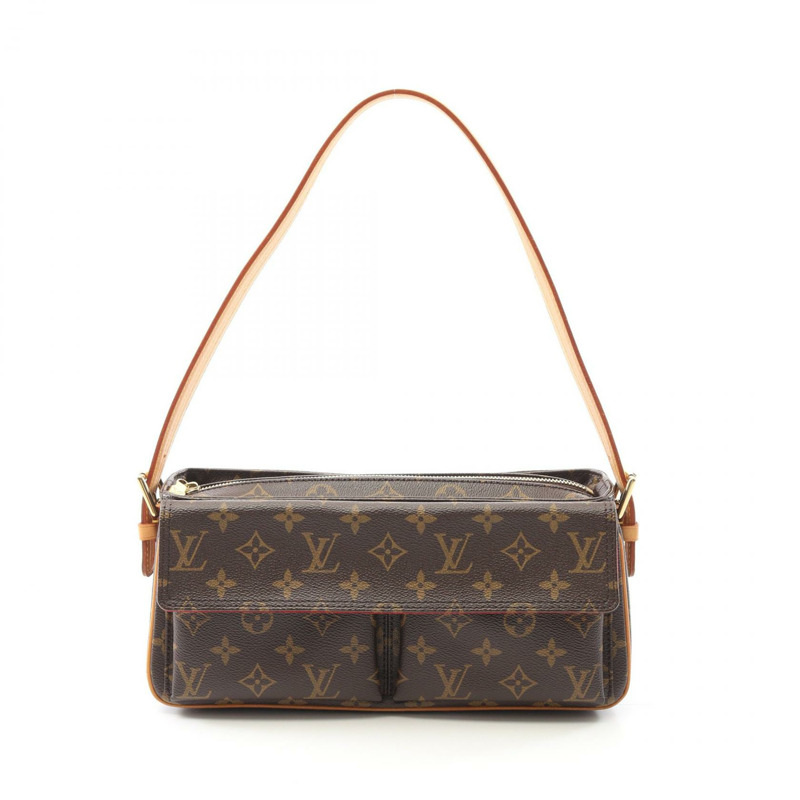 LOUIS VUITTON Vivacite MM 單肩包 M51164 Monogram 帆布 棕色 二手 女款-0