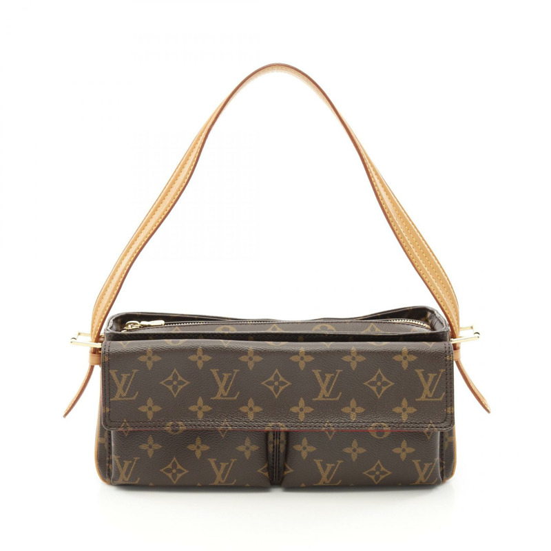 LOUIS VUITTON Vivacite MM 單肩包 M51164 Monogram 帆布 棕色 二手 女款-0