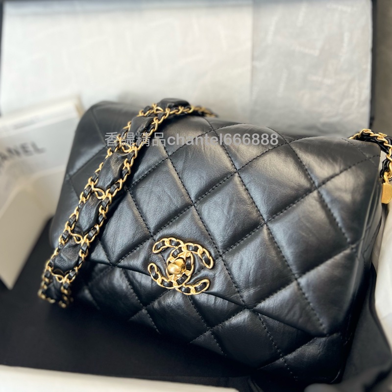 💗香緹國際精品💗香奈兒 Chanel 23K 黑金寬肩帶豆腐包-1