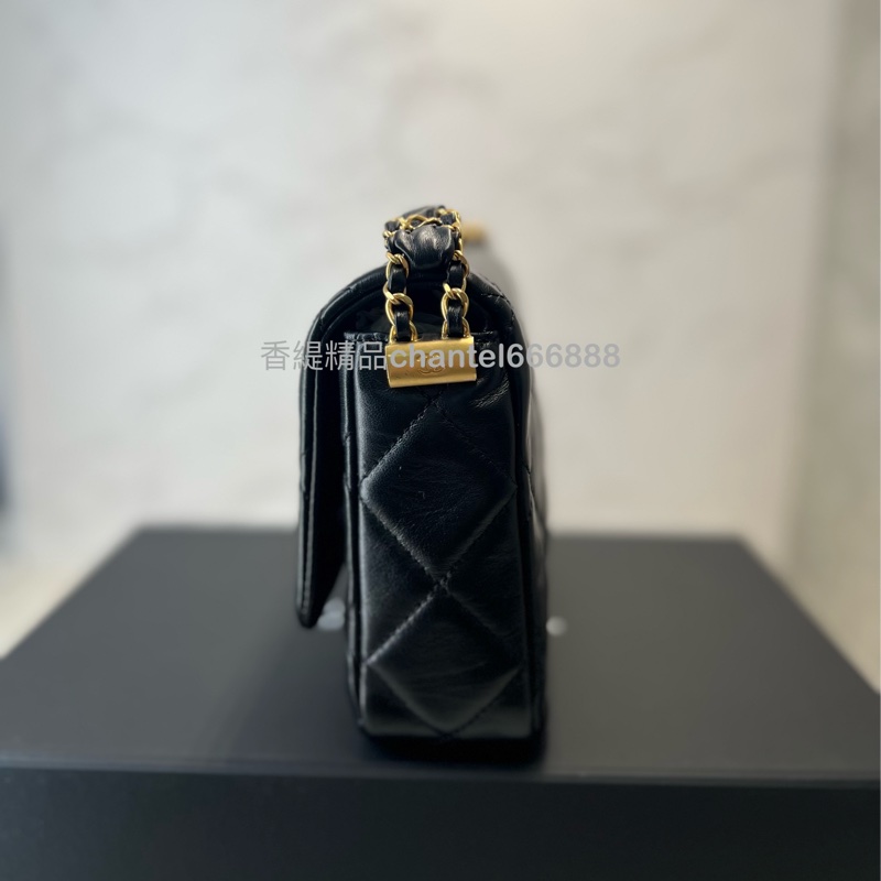💗香緹國際精品💗香奈兒 Chanel 23K 黑金寬肩帶豆腐包-3
