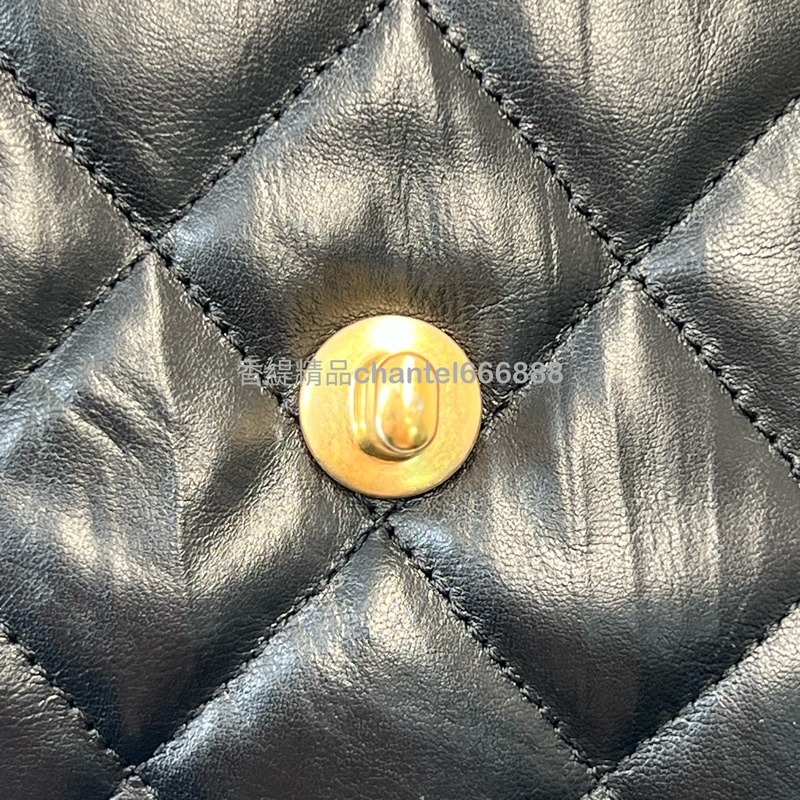 💗香緹國際精品💗香奈兒 Chanel 23K 黑金寬肩帶豆腐包-8