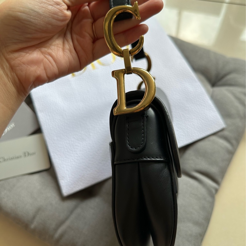 DIOR 迪奧 SADDLE 馬鞍包 mini 小號 21無肩帶 黑色 金扣 2018-3