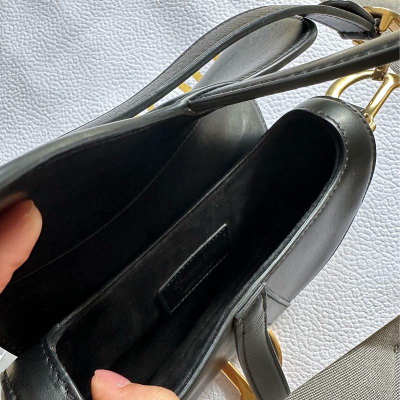 DIOR 迪奧 SADDLE 馬鞍包 mini 小號 21無肩帶 黑色 金扣 2018-5