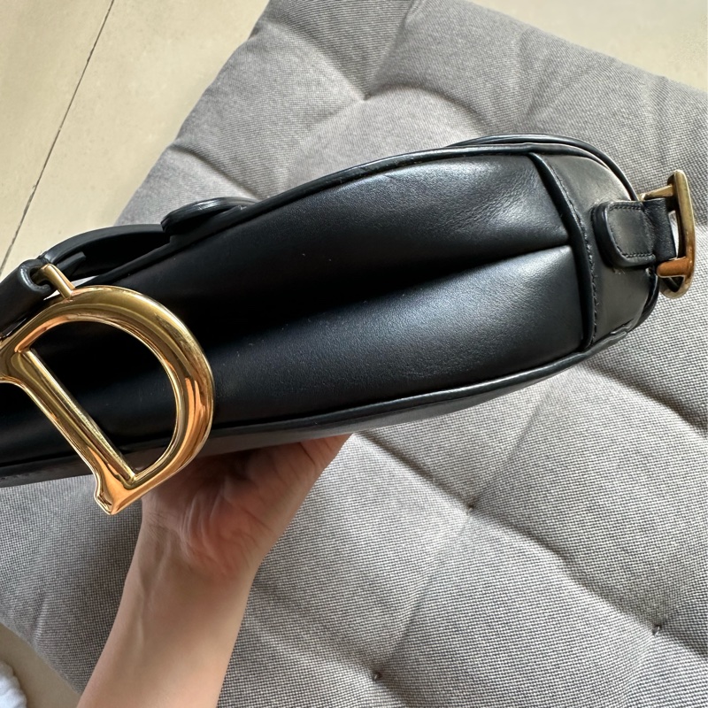 DIOR 迪奧 SADDLE 馬鞍包 mini 小號 21無肩帶 黑色 金扣 2018-7